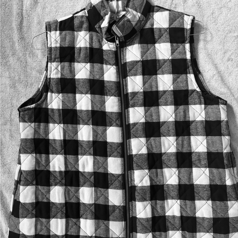 Black and White Checkered Quilted Vest